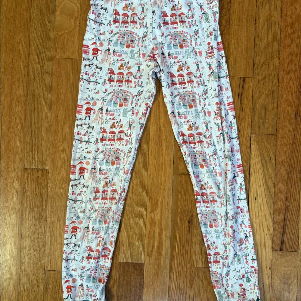 Holiday Print Kids Pajama Set - White with Red & Green